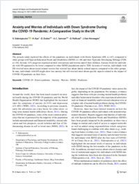 Sideropoulos et al. 2022. Anxiety and worries of individuals with Down Syndrome during the COVID-19 Pandemic